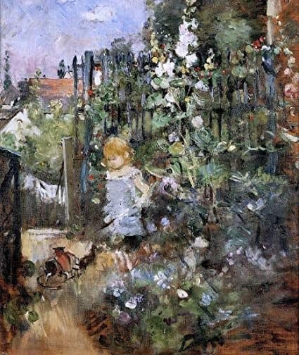 Tableaux sur toile, 장미 정원의 베르트 모리조 아이 재생산 - 1881