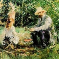 Berthe Morisot Eugene Manet وابنته في الحديقة - 1883