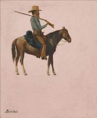 شخصية بيرشتات ألبرت على ظهور الخيل كاليفورنيا. 1859 طباعة قماشية