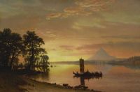 Bierstadt Albert Indians On The Columbia River With Mount Hood In The Distance 1867 canvas print