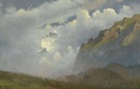 Bierstadt Albert Mountain Peaks In The Clouds