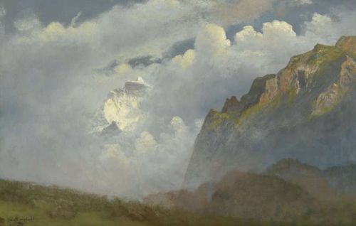 Bierstadt Albert Mountain Peaks In The Clouds canvas print