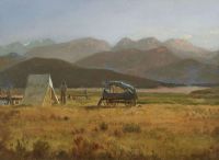 Bierstadt Albert auf dem Weg zur Yellowstone Park Company als Lager der 86. US-Armee ca. 188