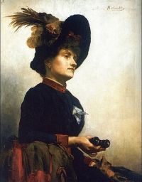 Bilinska Bohdanowicz Anna Porträt einer Dame mit Opernglas 1884 Leinwanddruck