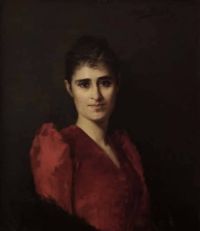 Bilinska Bohdanowicz Anna Porträt einer Frau im roten Kleid 1884