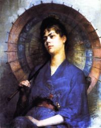 Bilinska Bohdanowicz Anna Frau mit japanischem Sonnenschirm 1888