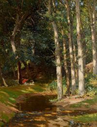 Birch Samuel John Lamorna A Picnic In Lamorna Woods