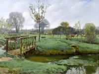 Birch Samuel John Lamorna Meadow Landscape With Cows