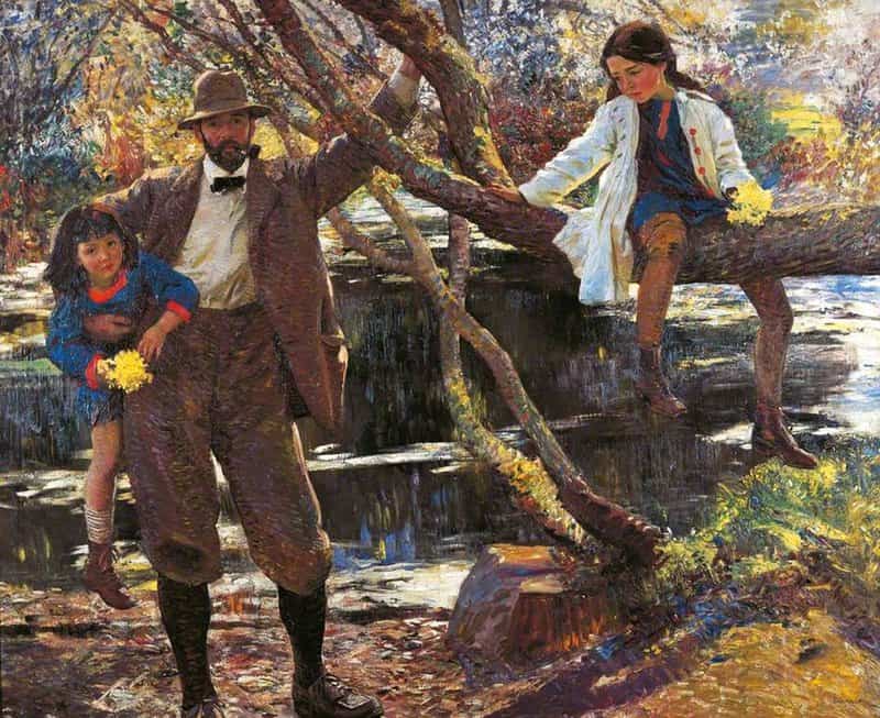 Birch Samuel John Lamorna Samuel John Lamorna Birch And His Daughters 1934 canvas print
