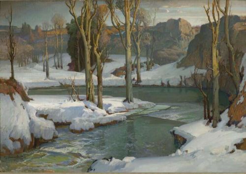 Birch Samuel John Lamorna Tranquility A Snow Covered River Landscape Ca. 1926 canvas print