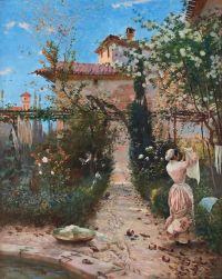 Birger Hugo Garden Scene Alhambra canvas print