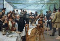 Birger Hugo Die skandinavischen Künstler Mittagessen im Cafe Ledoyen Paris Lackiertag 1886