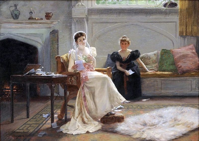 Birney William Verplanck Young Woman Reading Love Notes With A Companion 1893 canvas print