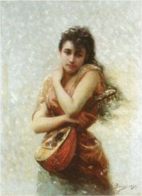 Bisson Edouard فتاة الجندب الملقب بـ Aka مع مندولين 1890