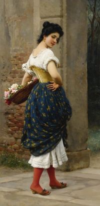 Blaas Carl Theodor Von Eine Jungfrau mit Rosenkorb 1900