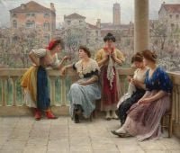 Blaas Carl Theodor Von Conversation On The Terrace Venice 1909 canvas print