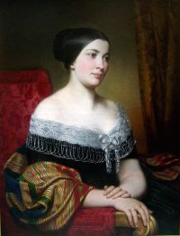 Blaas Carl Theodor Von Porträt einer Dame Die römische Campagna im Hintergrund 1846