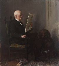 Blaas Carl Theodor Von Porträt eines Mannes im Sessel, der eine Zeitung liest