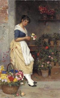 لوحة Blaas Carl Theodor Von The Fairest Rose 1887