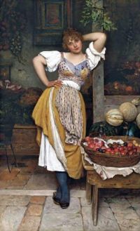 لوحة Blaas Carl Theodor Von The Fruit Seller 1887 مطبوعة على القماش