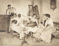 Blaas Carl Theodor Von Venezianische Mädchen mit einer Gondoliere 1889