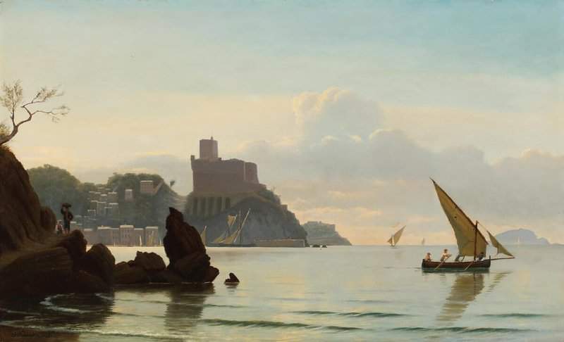Blache Christian Coastal View With Fishermen In A Sailboat 1875 canvas print