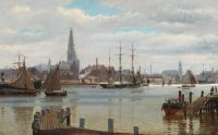 Blache Christian Harbour Scenery From Antwerp 1878 canvas print