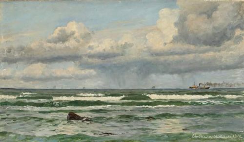Blache Christian Seascape With Sailing Ships And A Steamer Off The Coast Of Hirtshals 1912 canvas print