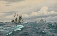 Blache Christian Seascape mit Segelschiffen auf dem Ozean