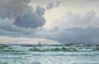 Blache Christian Seascape With Ships 1914