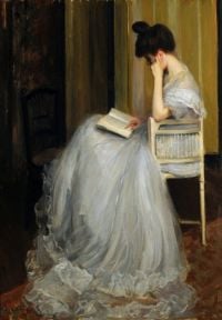 بلانش جاك إميل امرأة تقرأ عام 1899 مطبوعة على القماش