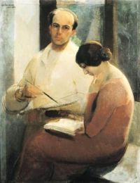 Blashfield Edwin Howland Selfportrait With Bianca Leinwanddruck