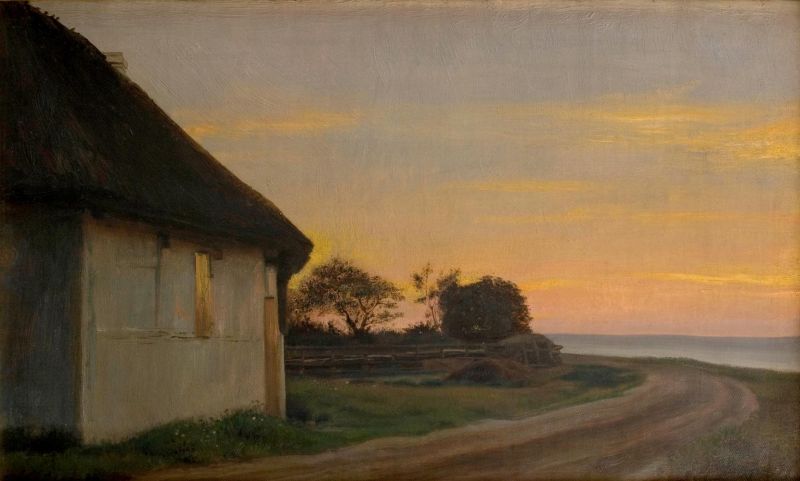Bloch Carl Evening Landscape With A House And Garden By The Sea. Ellekilde canvas print