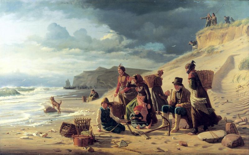 Bloch Carl Fishing Families Waiting For Their Men To Return From An Incipient Storm. From Jutland West Coast canvas print