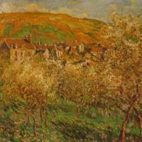 Bloeiende appelbomen door Monet