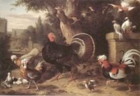 Bogdani Jacob Cockerels Hens A Turkey And Other Birds In An Italianate Garden canvas print