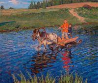Bogdanov Belsky Nikolay Petrovich Crossing The River canvas print