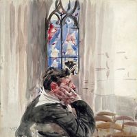 Boldini Giovanni A Man Seated In A Church 1921 canvas print