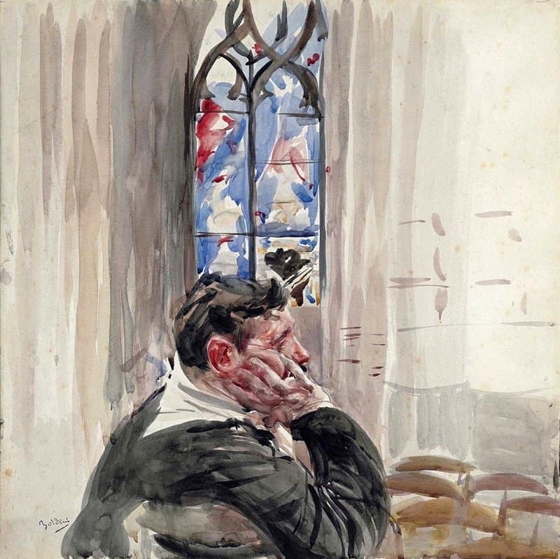 Boldini Giovanni A Man Seated In A Church 1921 canvas print