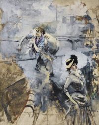 Boldini Giovanni Washerwoman And A Young Brunette By The Seine Paris Ca. 1878