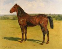 Bonheur Rosa A Bay Horse In A Landscape canvas print