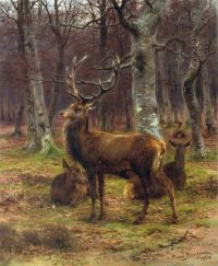 Bonheur Rosa Deer und Biches im Herbstwald 1878