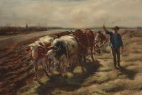 Bonheur Rosa Oxen Plowing 1875 canvas print