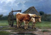 Bonheur Rosa Oxen Pulling A Cart canvas print