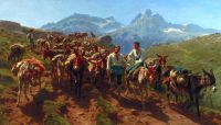 Happiness Rosa Spanische Maultiertreiber überqueren die Pyrenäen 1857