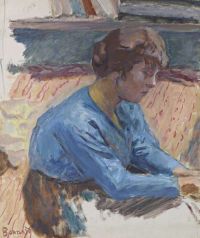 보나르 피에르 팜므 펜시브 오 코사지 Bleu Ca. 1916년