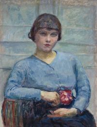 Bonnard Pierre Jeune Fille En Bleu La Rose Ca. 1916 1 canvas print