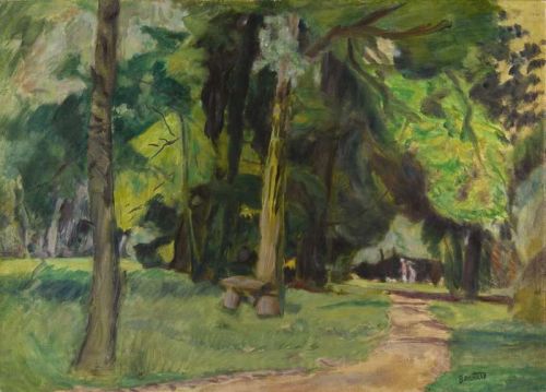 Bonnard Pierre Promenade Au Bois Banc Dans Un Parc Ca. 1923 canvas print