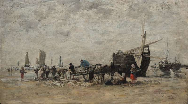 Boudin Eugene Berck Le Marche Aux Poissons Sur La Plage 1875 canvas print