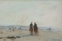 Boudin Eugene Deux Cavaliers Sur La Plage Ca. 1864 68